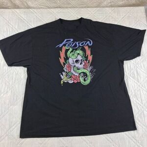 Classic 80s band Poison snake and skull‎ black T shirt 3XL